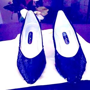Ann-Marino black sequin pumps